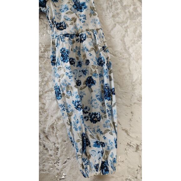 Jane and Delancey Blue Floral Peasant Top Ladies Woman XS Flared Sleeves - Picture 5 of 7